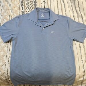 Men’s Rhoback Short Sleeve Polo - Medium, blue and white striped